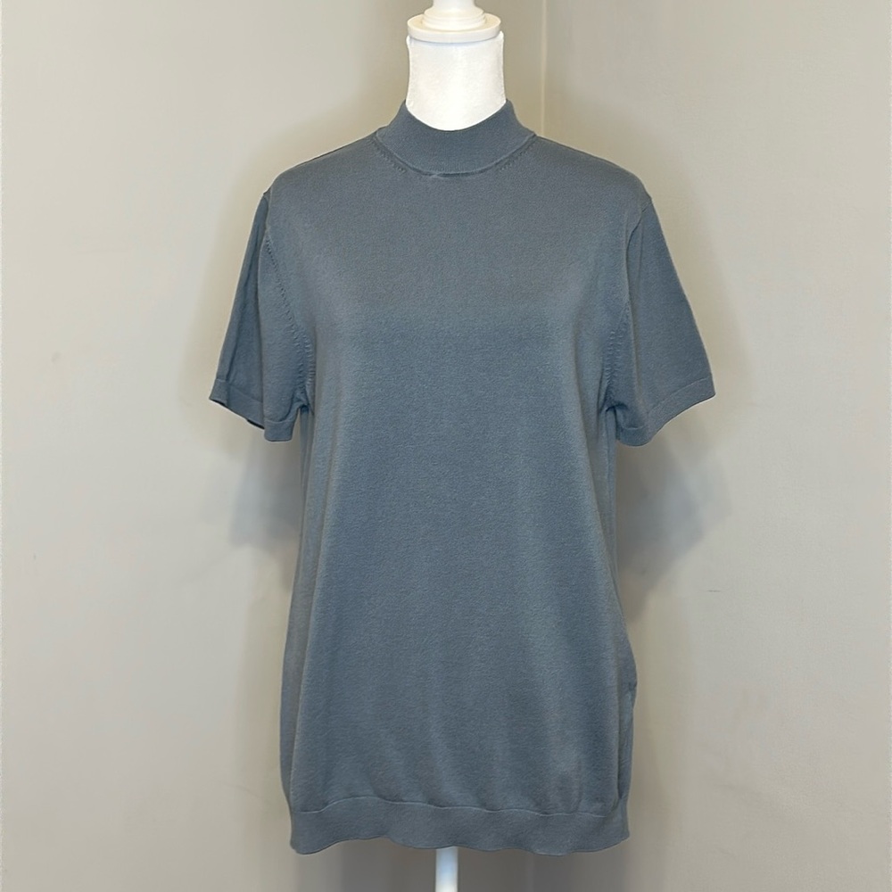 Zara Mock Neck Short Sleeve Sweater
